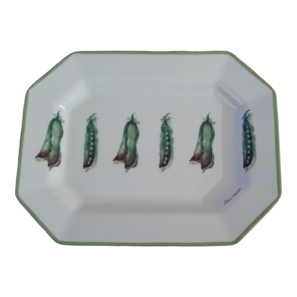 Williams Sonoma Serving Platter Vegetable Garden Pois Verts 13.5 x10.25
